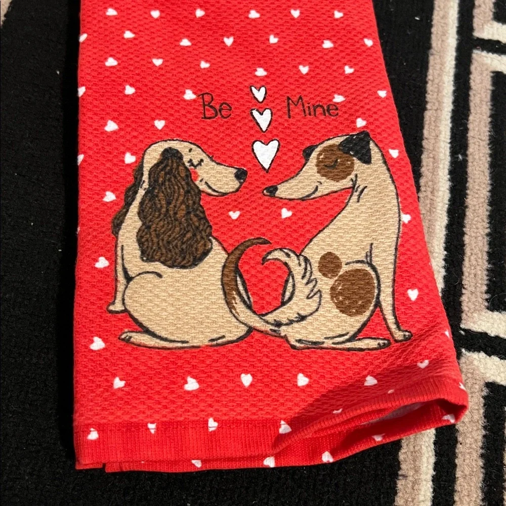 Cupcakes and Cashmere BE MINE Valentine Dog Kitchen Towel